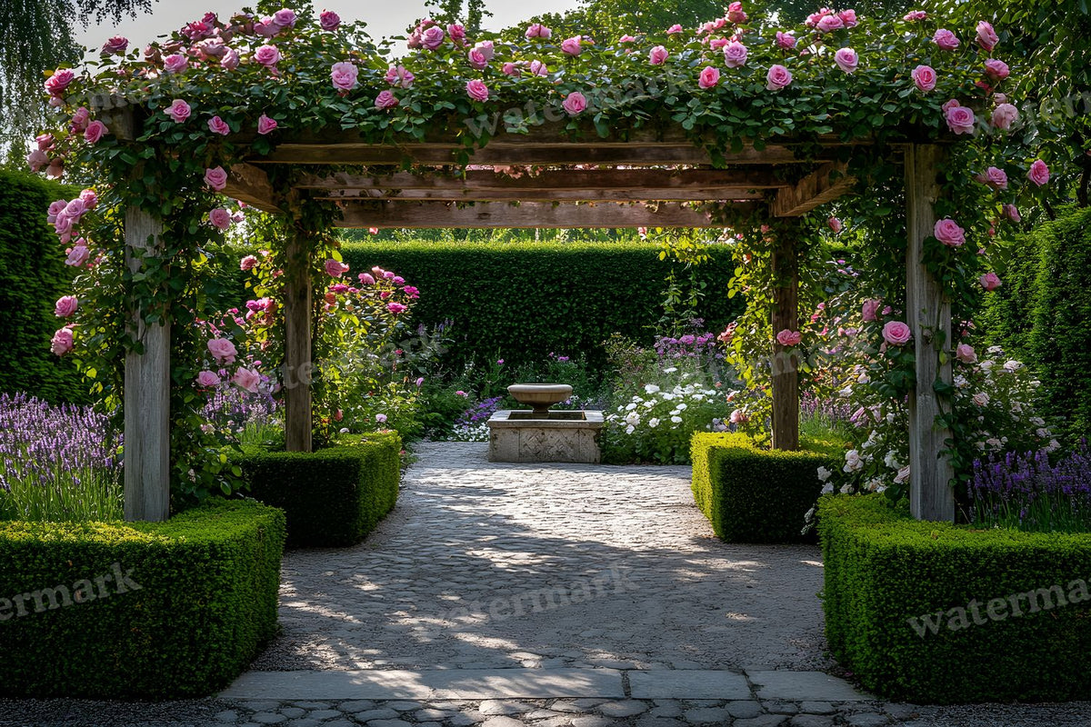Secret Garden Pergola digital photo backdrop for photo editing, preview 15