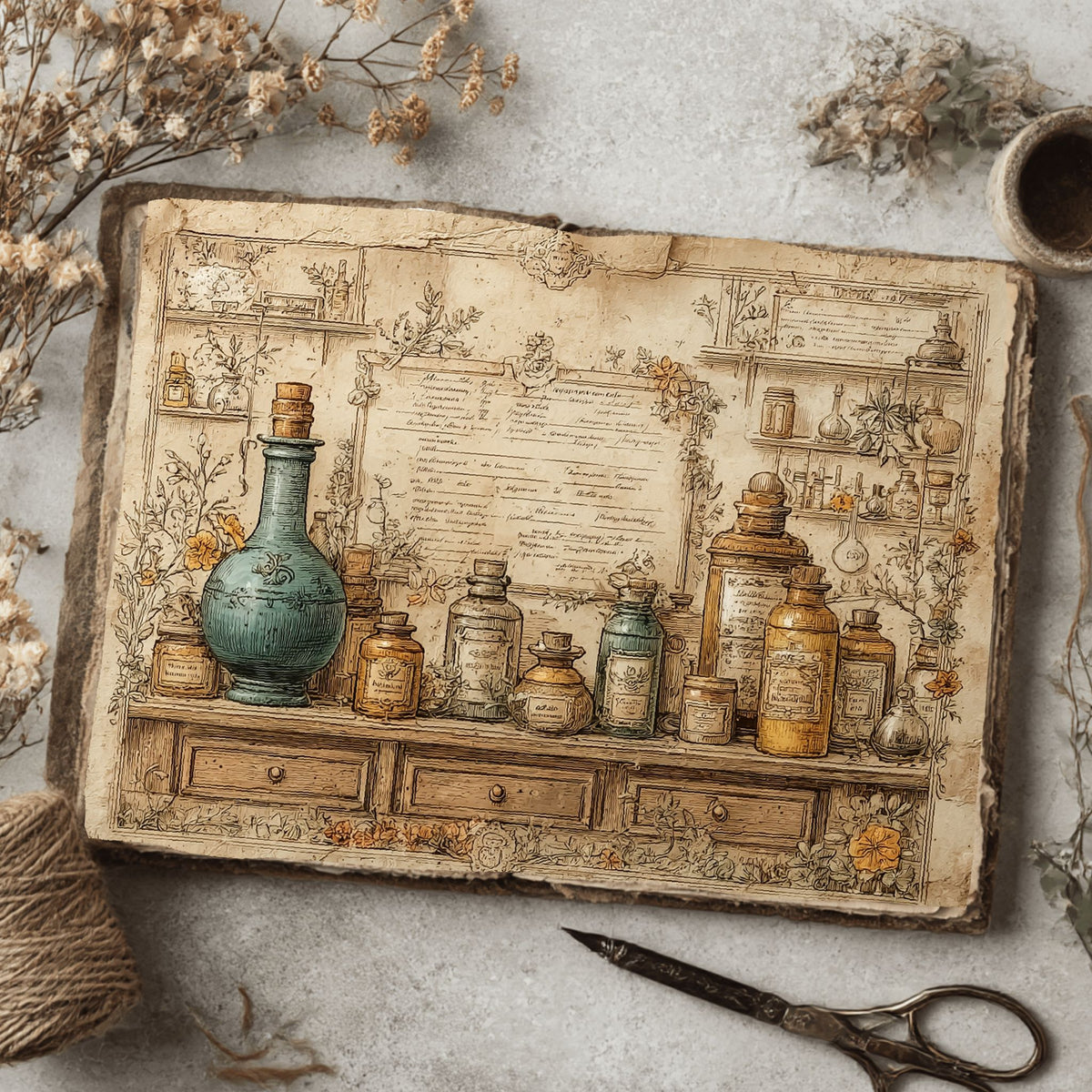 Steampunk Apothecary Journal Paper