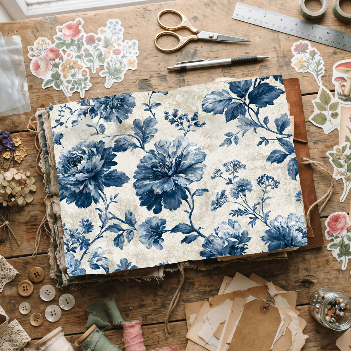 Vintage French Toile Floral Pattern