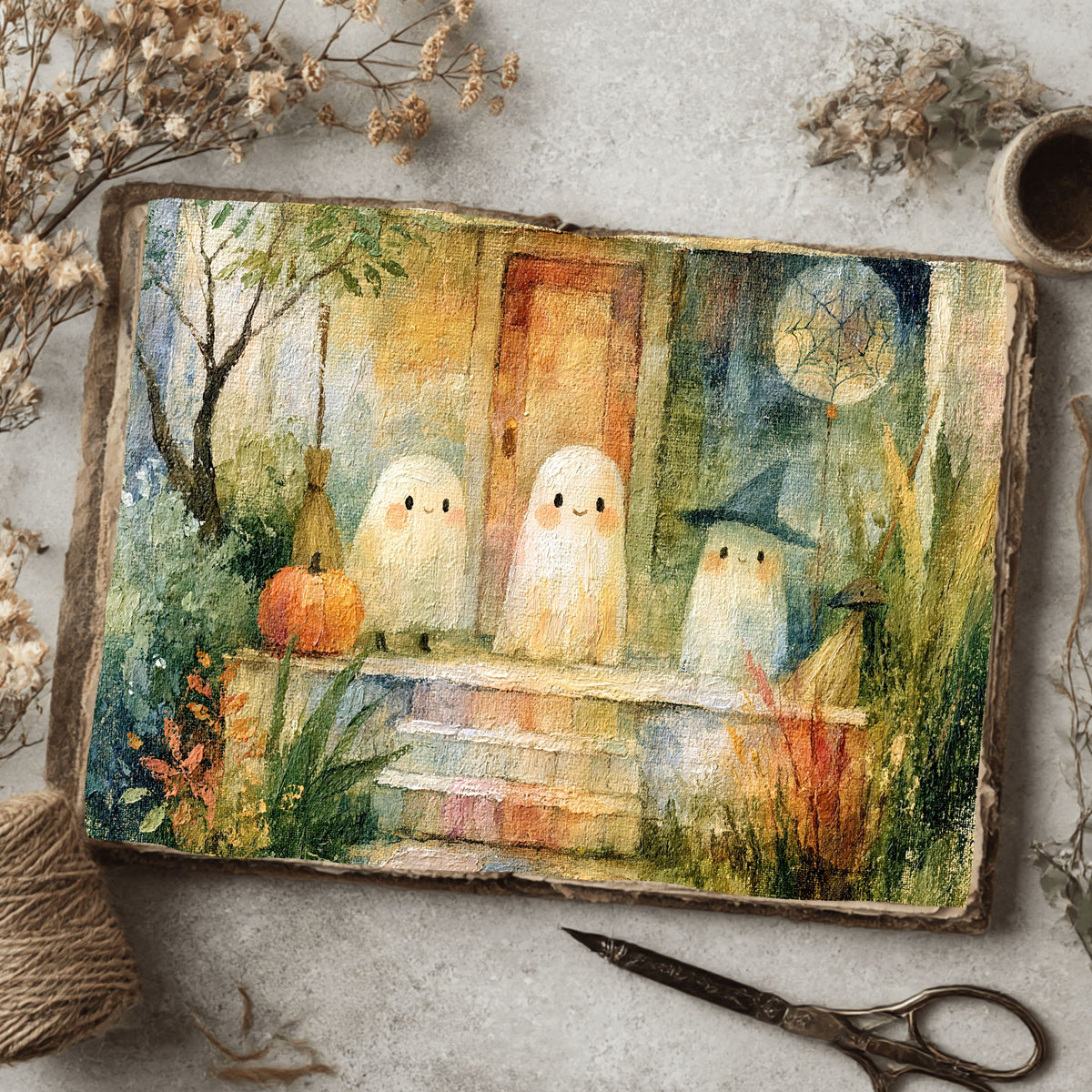 Vintage Halloween Oil Painting