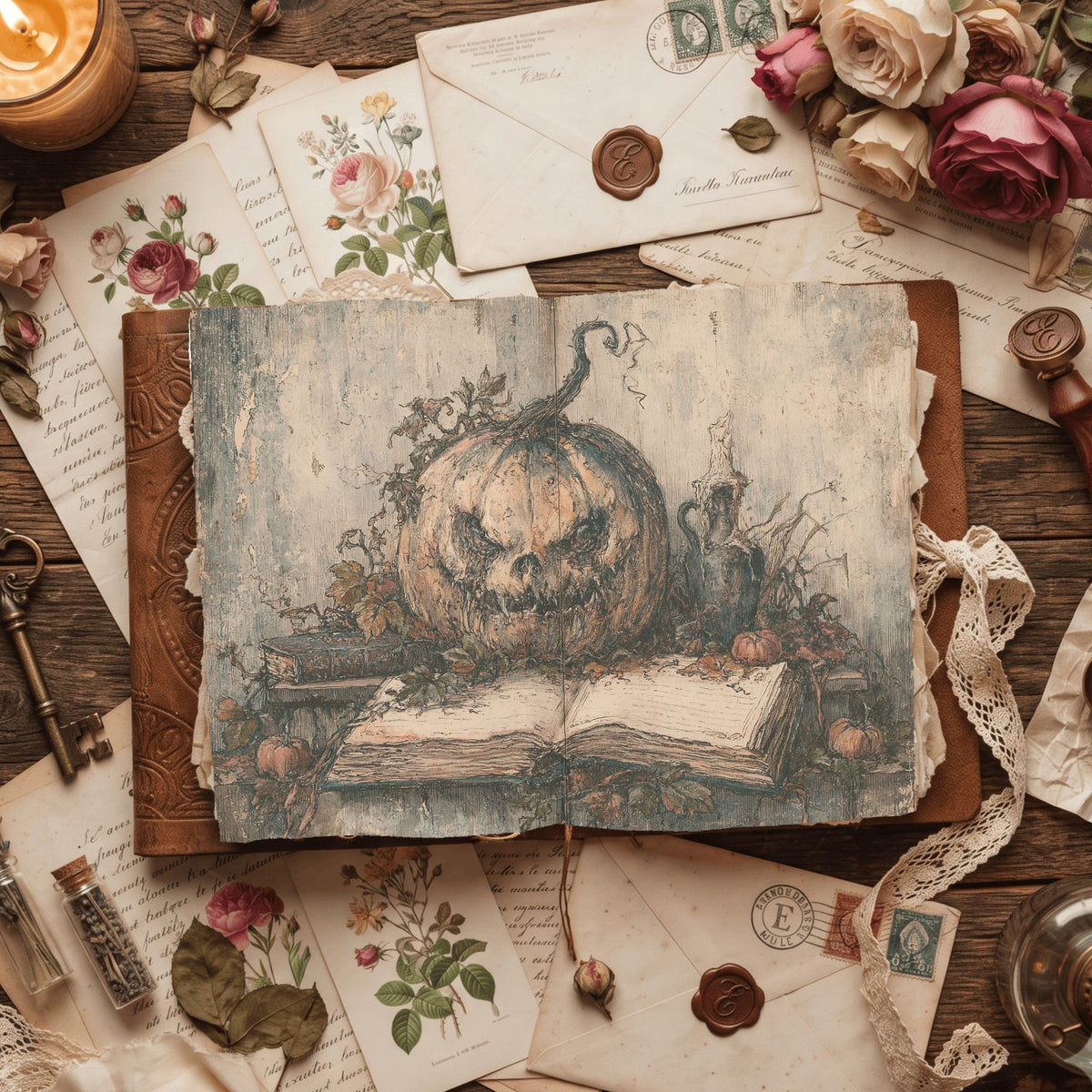 Vintage Halloween Pumpkin Journal Paper