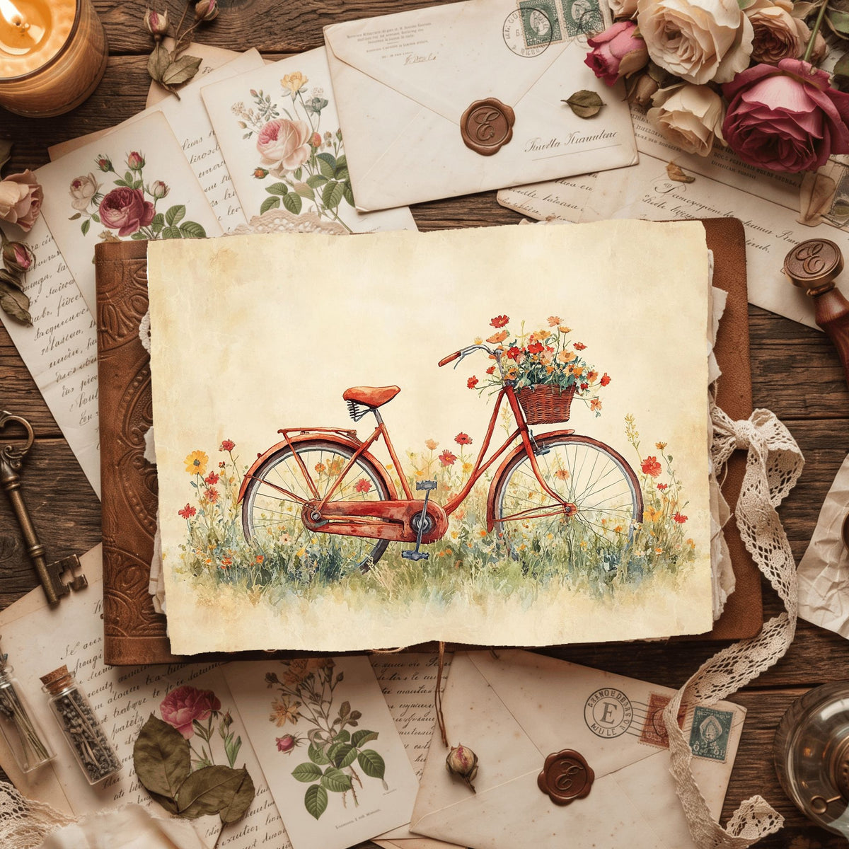 Wildflower Bicycle Basket Paper