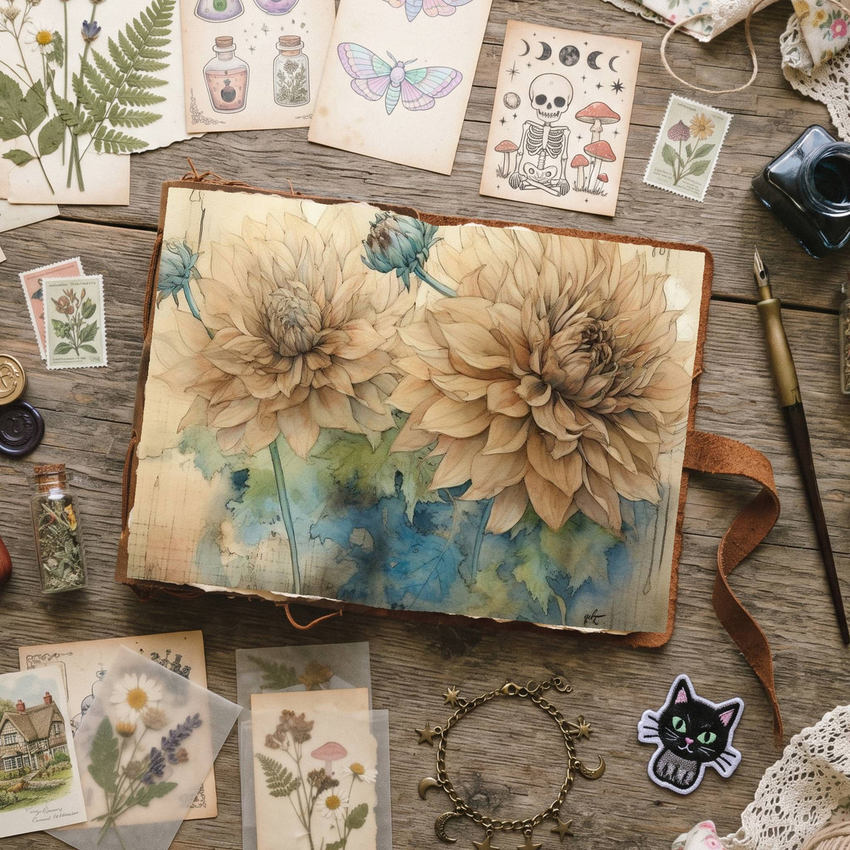 Autumn Dahlias Digital Papers