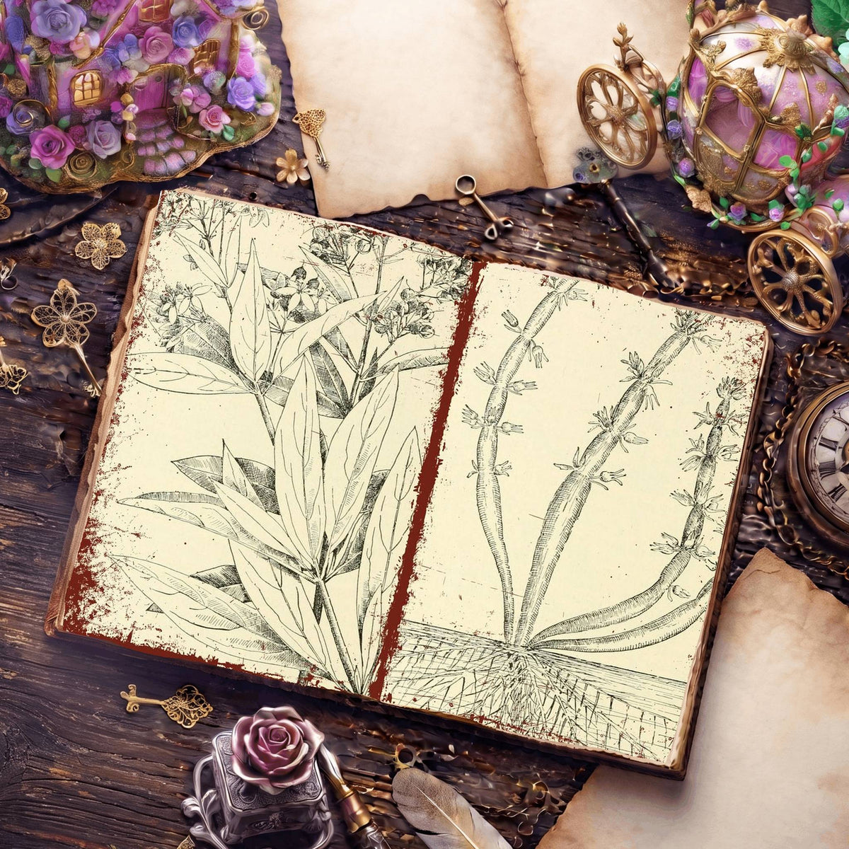 Botanical Sketches Digital Papers