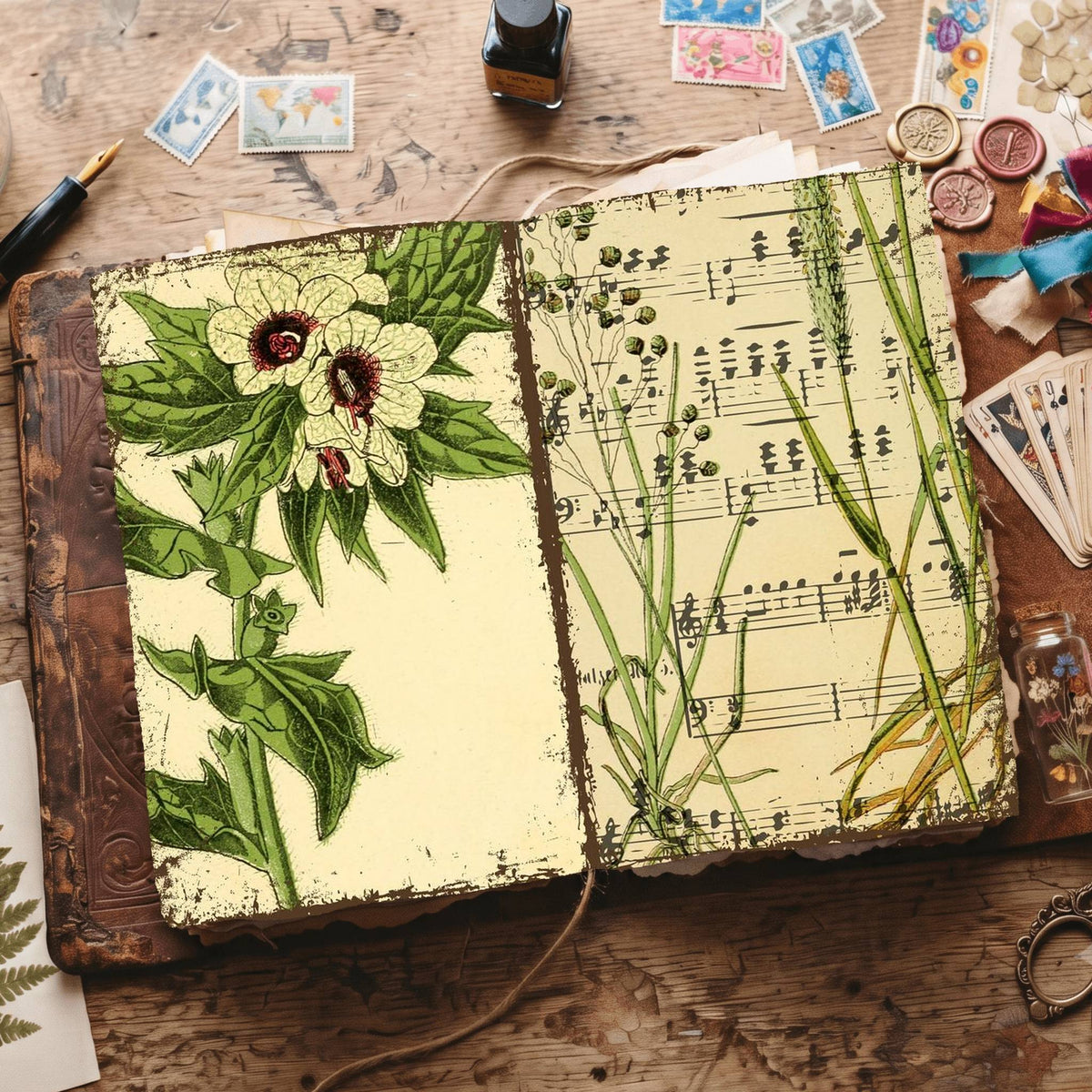 Botanical printable junk journal paper, page preview 16