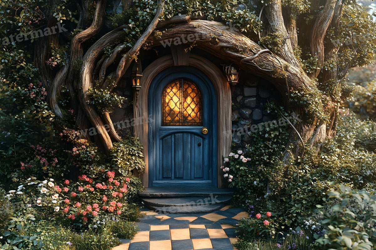 Checkered Garden Path Backdrop Images
