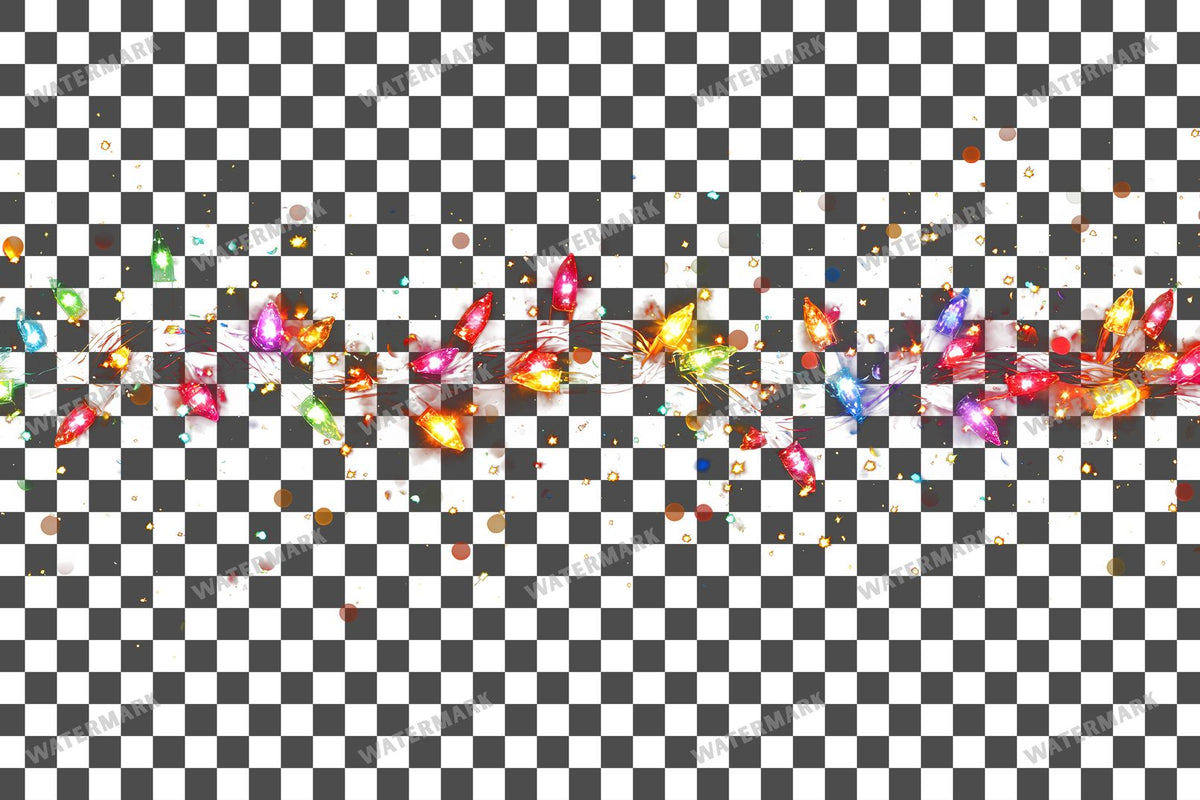 Christmas Lights PNG overlay on a transparent checkered background, preview 16