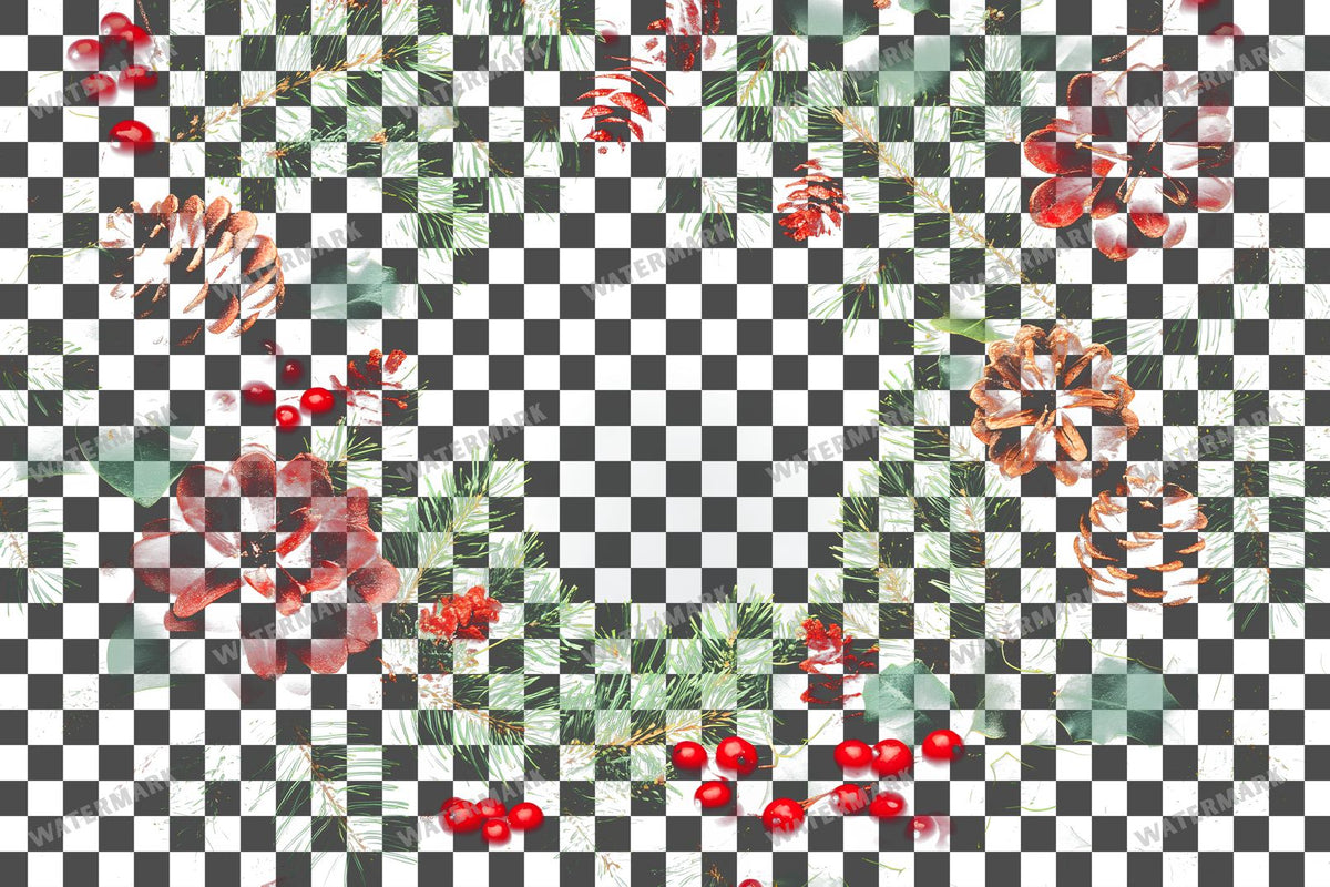 Christmas Wreath PNG overlay on a transparent checkered background, preview 16