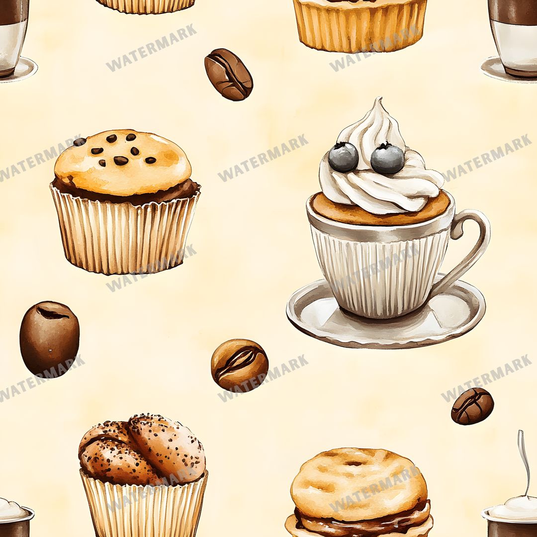 Coffee seamless pattern digital paper, repeating design 16