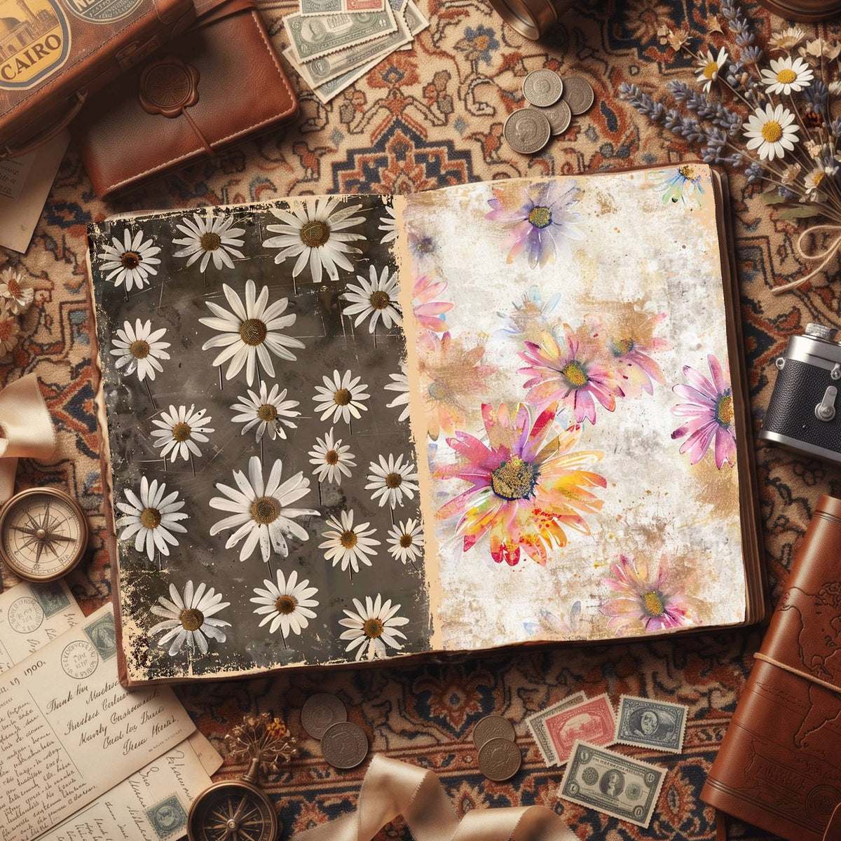 Daisy Flowers Digital Papers