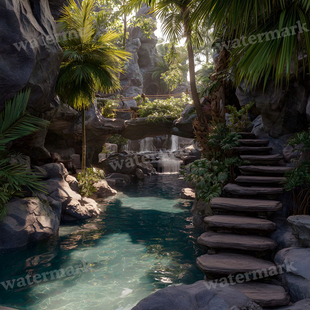 Detailed Tropical Landscape Backdrop Images