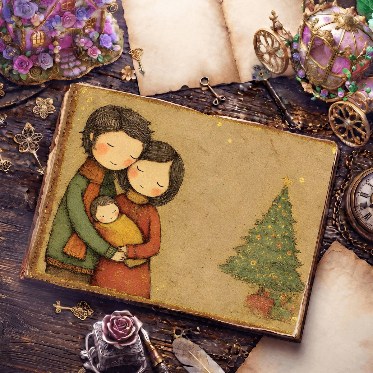 Earthy Colors Christmas Digital Papers