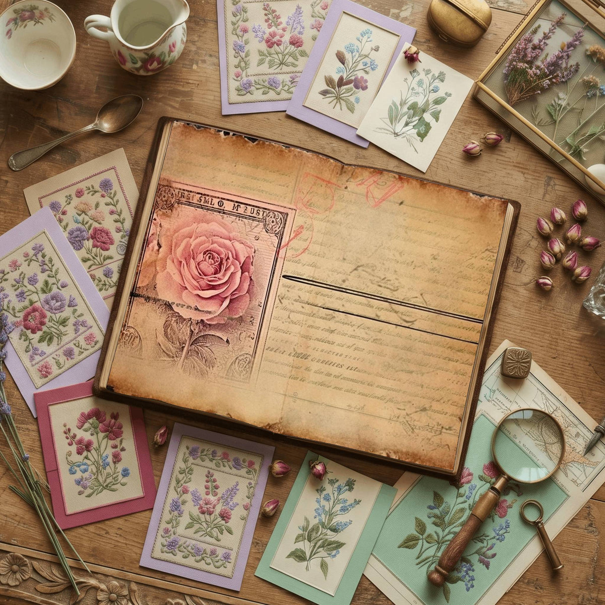 Faded Pink Roses Digital Papers