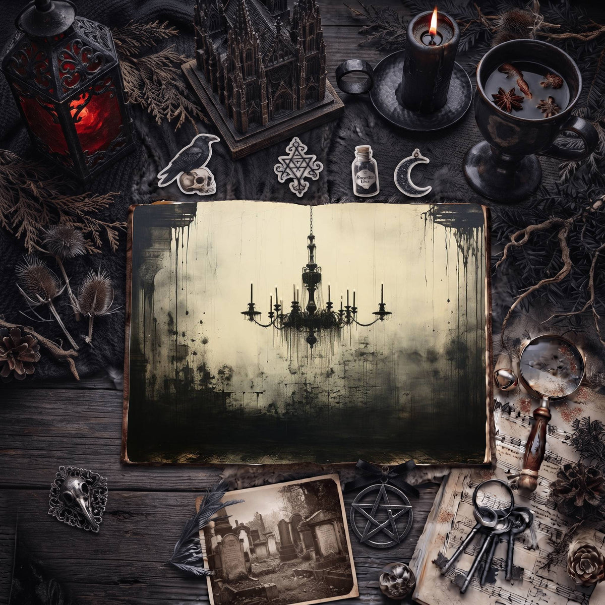 Gothic Chandeliers Digital Papers