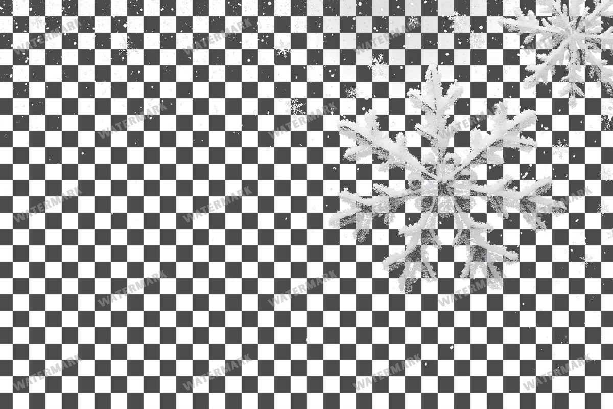 Large Snowflake Single Large Flake PNG overlay on a transparent checkered background, preview 16