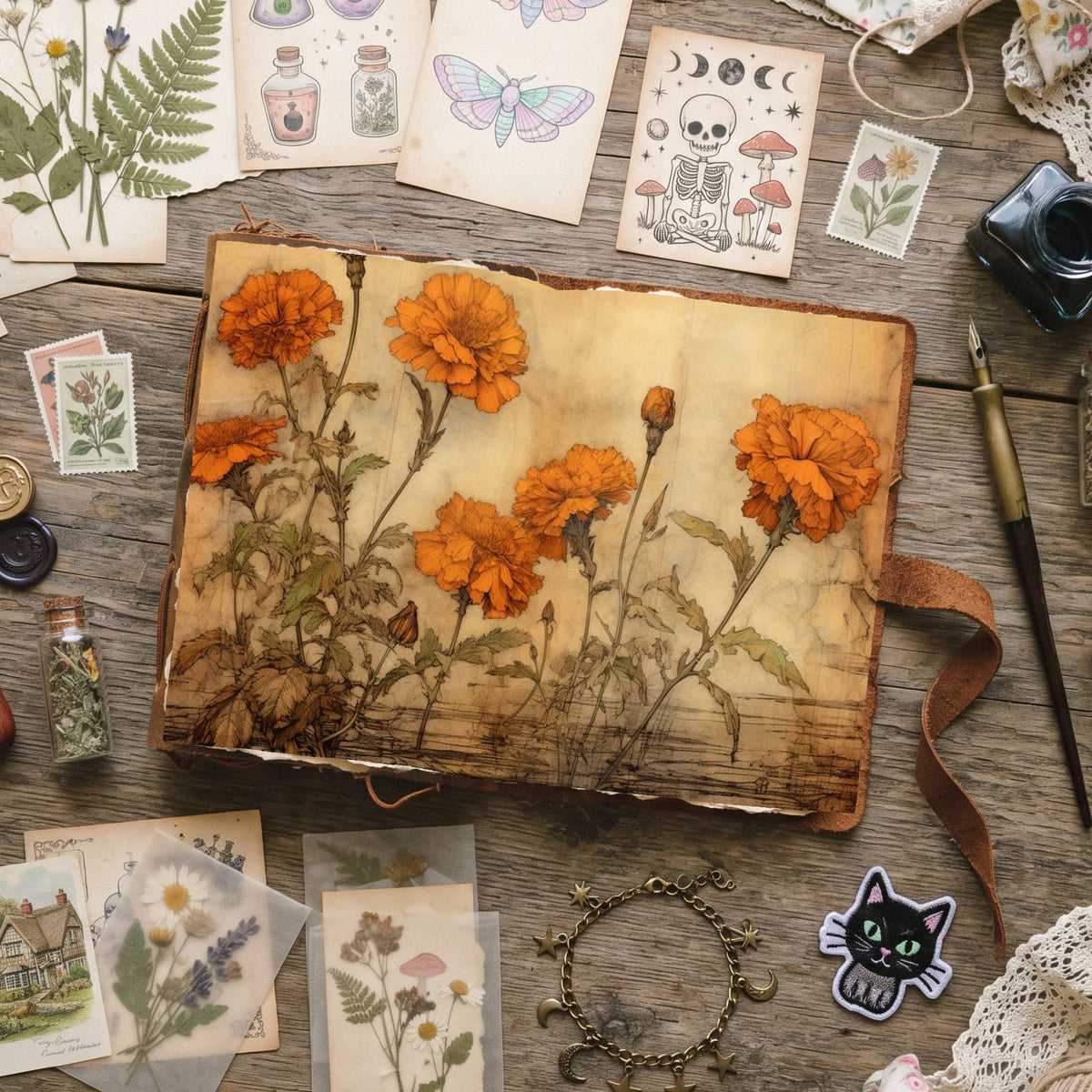 Marigold Flowers Digital Papers