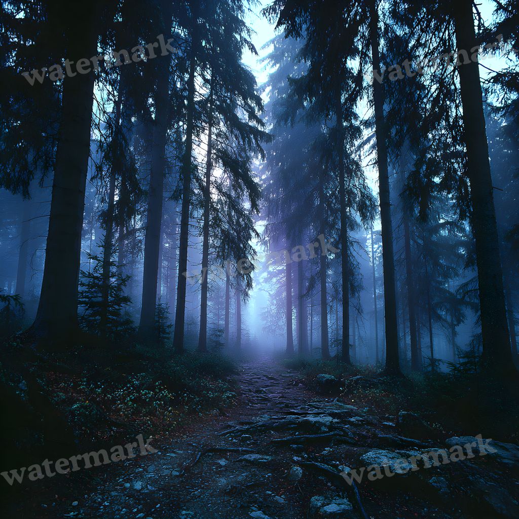 Misty Forest digital photo backdrop for photo editing, preview 15
