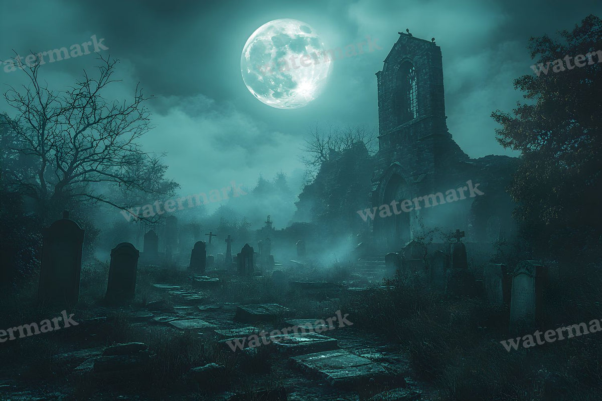 Moonlit Graveyard Backdrop Images