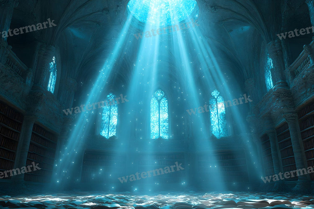 Moonlit Library Backdrop Images