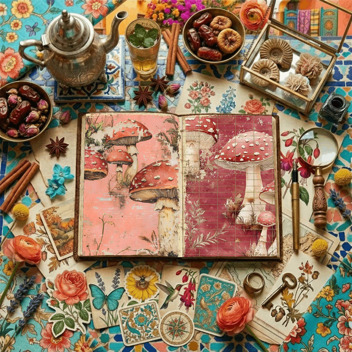 Mushroom printable junk journal paper, page preview 16