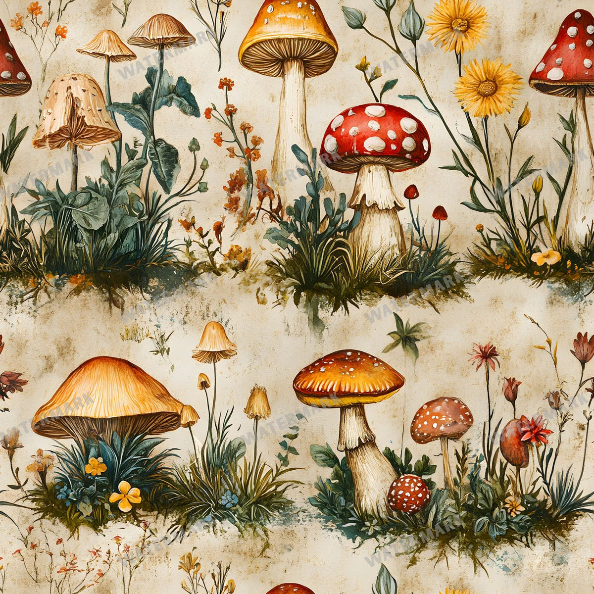 Mushrooms Seamless Pattern