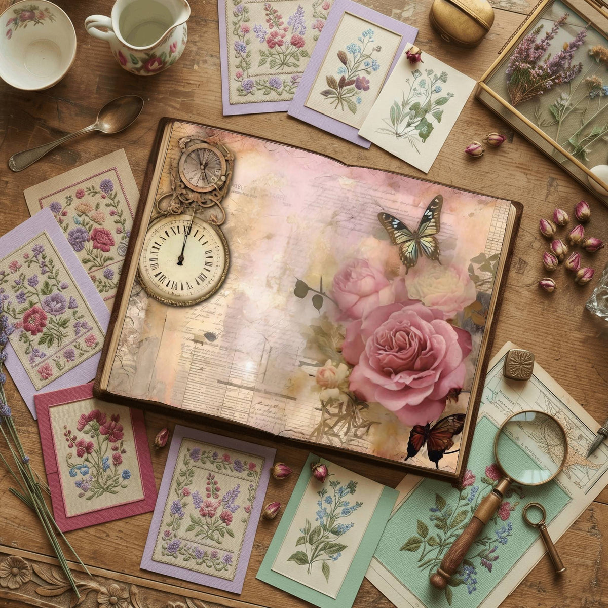 Pink Rose printable junk journal paper, page preview 16