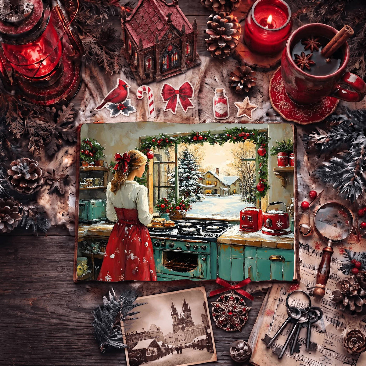 Red Christmas Digital Papers
