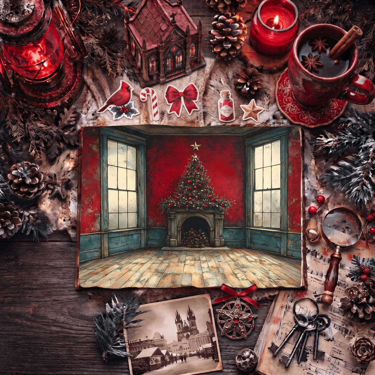 Red Christmas Digital Papers