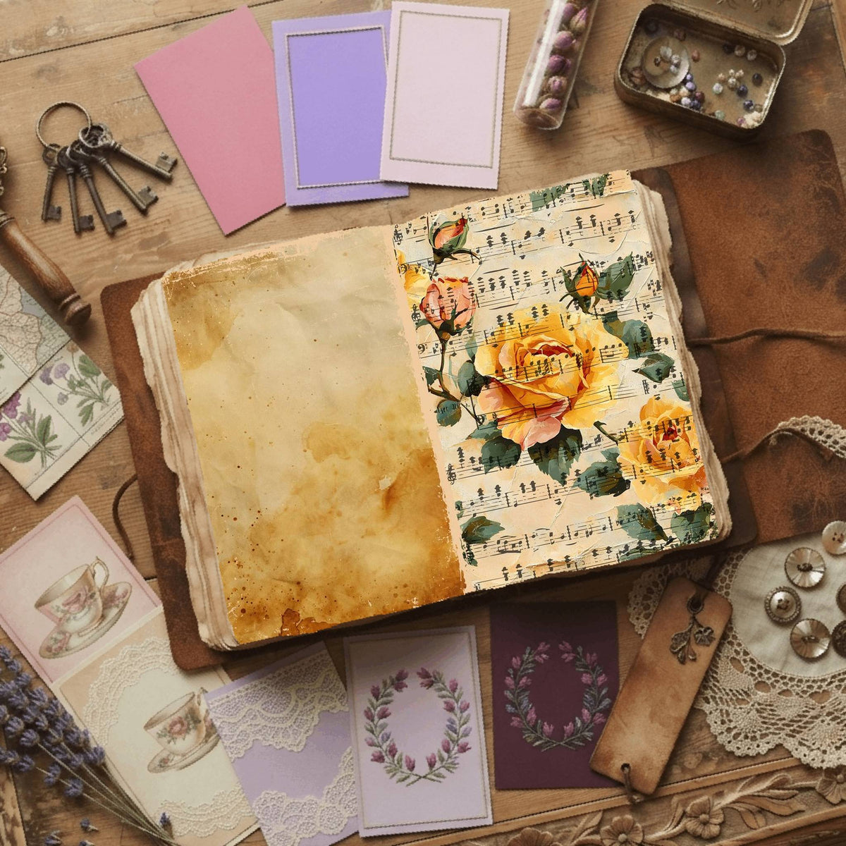 Rose printable junk journal paper, page preview 16