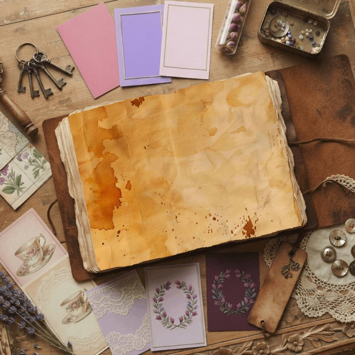 Tea printable junk journal paper, page preview 16