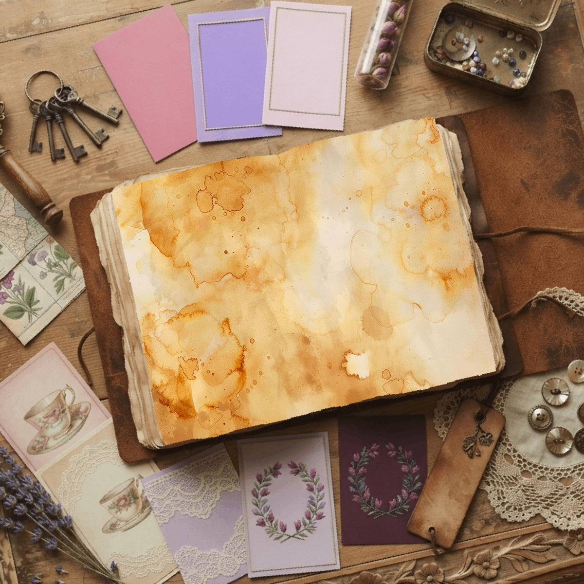Tea printable junk journal paper, page preview 16
