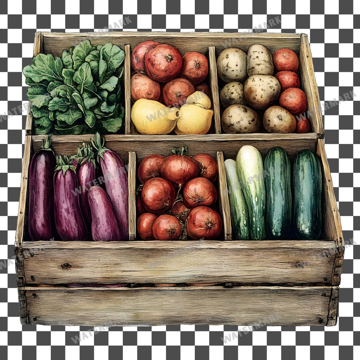 Vegetables Vintage Style Clipart Pngs