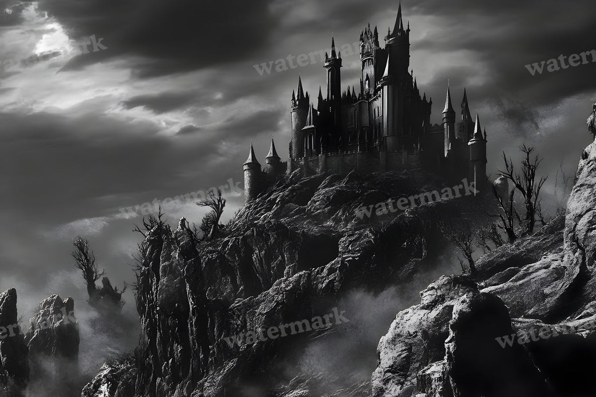 Witch’Castle On Jagged Mountain Dark Sky Backdrop Images