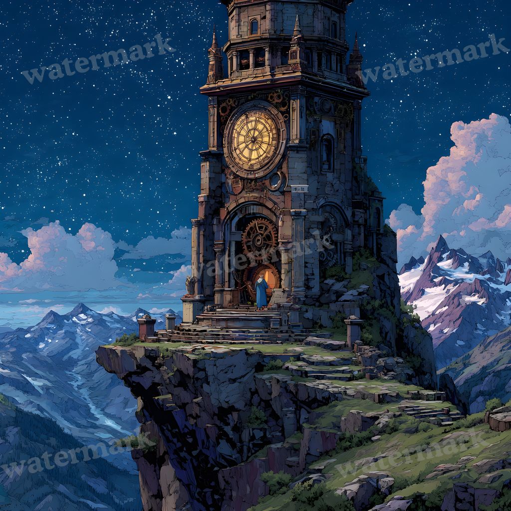 Wizardsteampunk Mountain Tower Backdrop Images