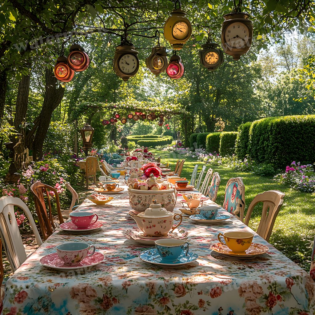 Wonderland Tea Party Backdrop Images