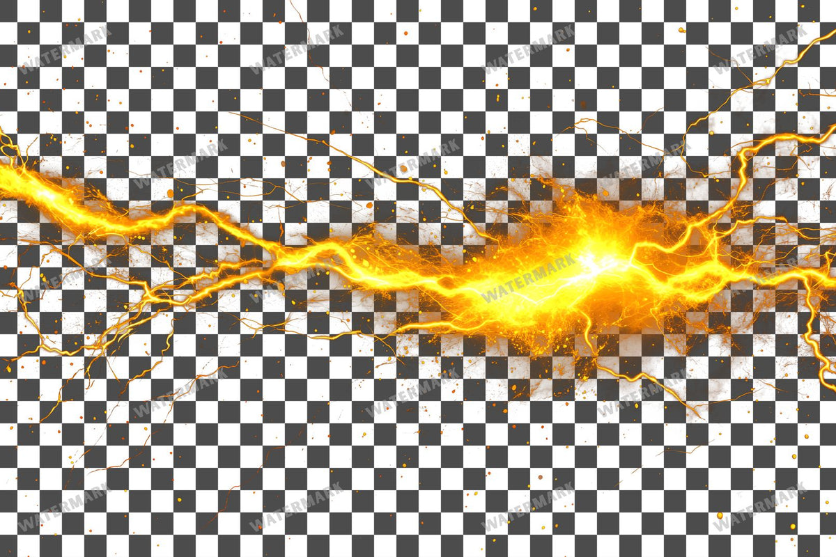 Yellow Lightning Strike Transparent Overlay Pngs