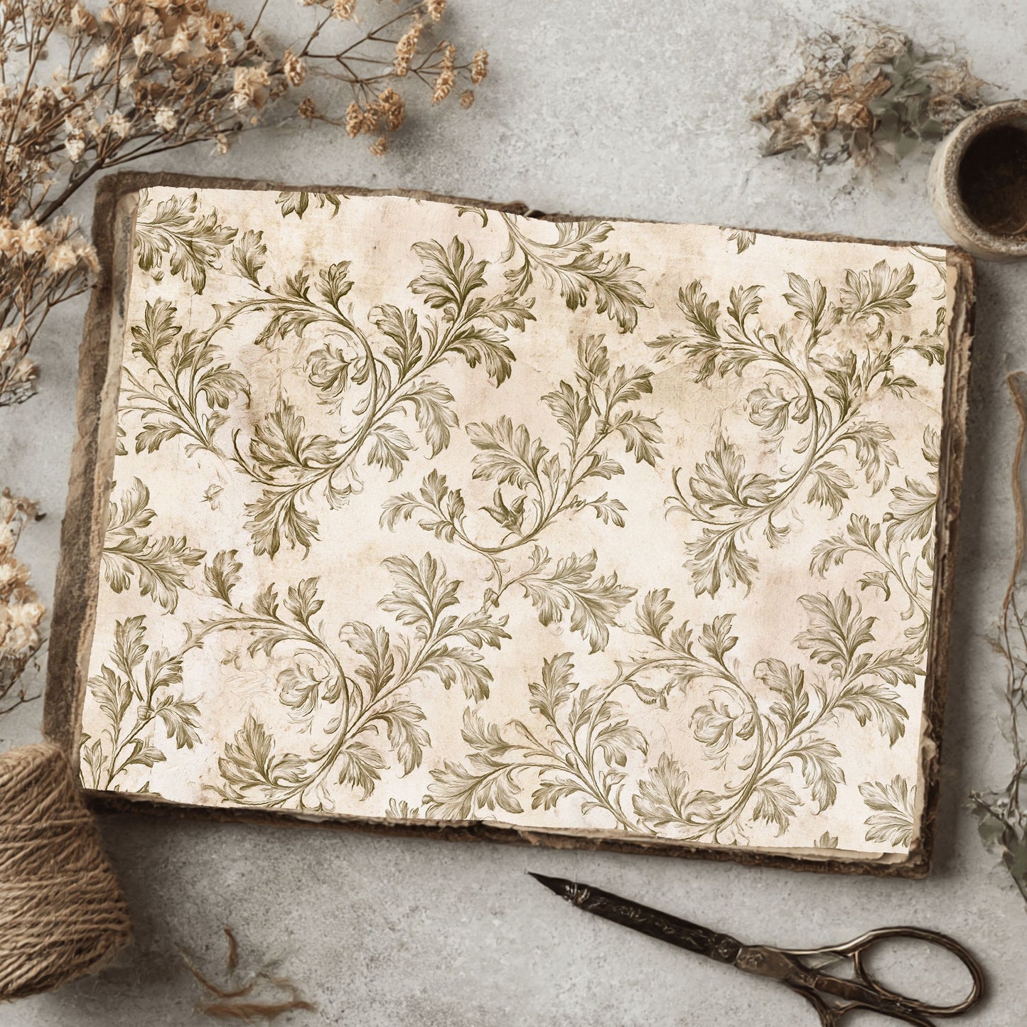 Aged Sepia Floral Vine Wallpaper
