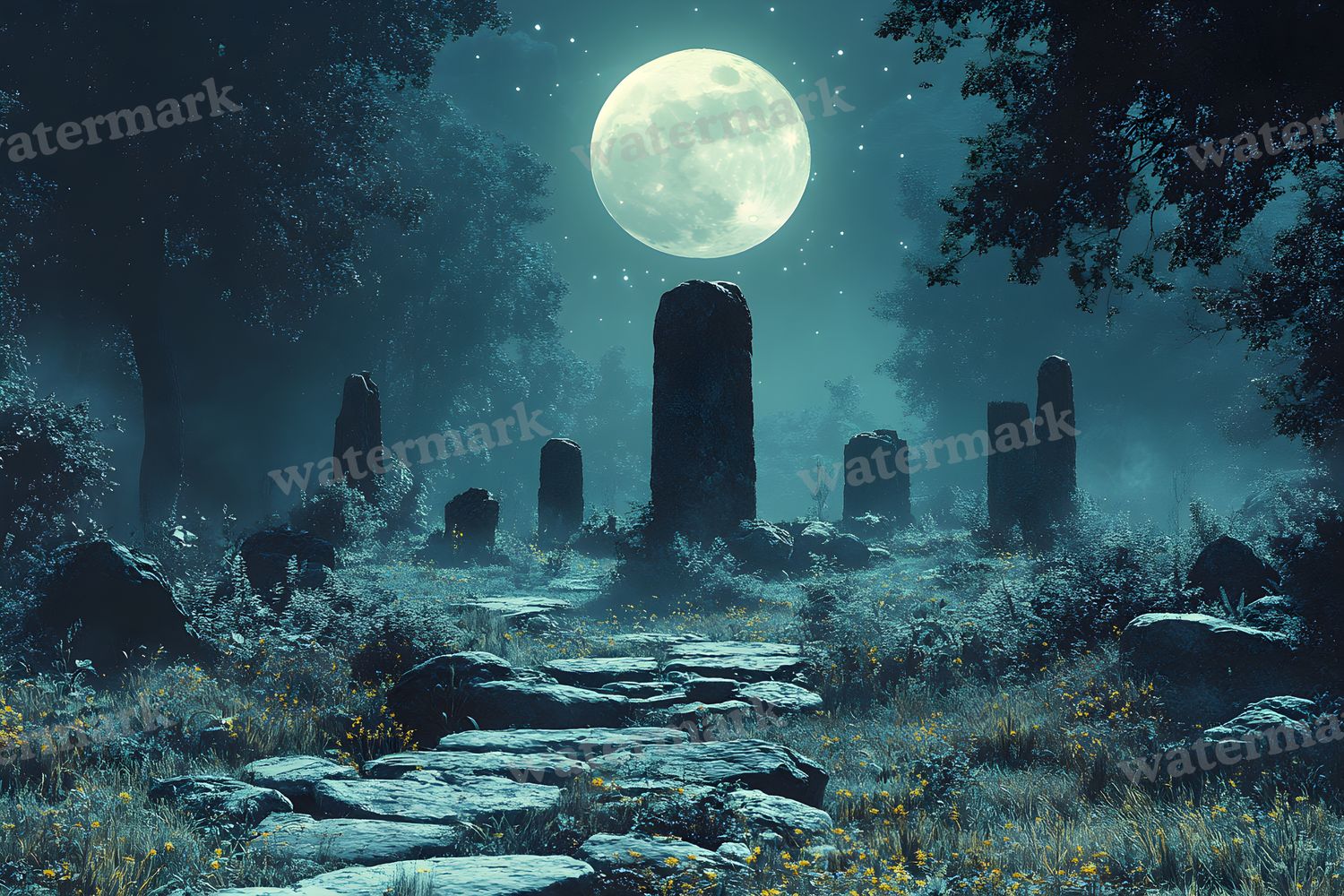 Ancient Stone Circle Clearing Backdrop Images