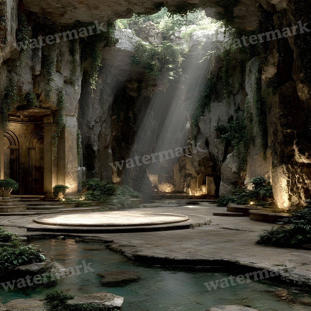 Ancient Stone Platform Cave Backdrop Images
