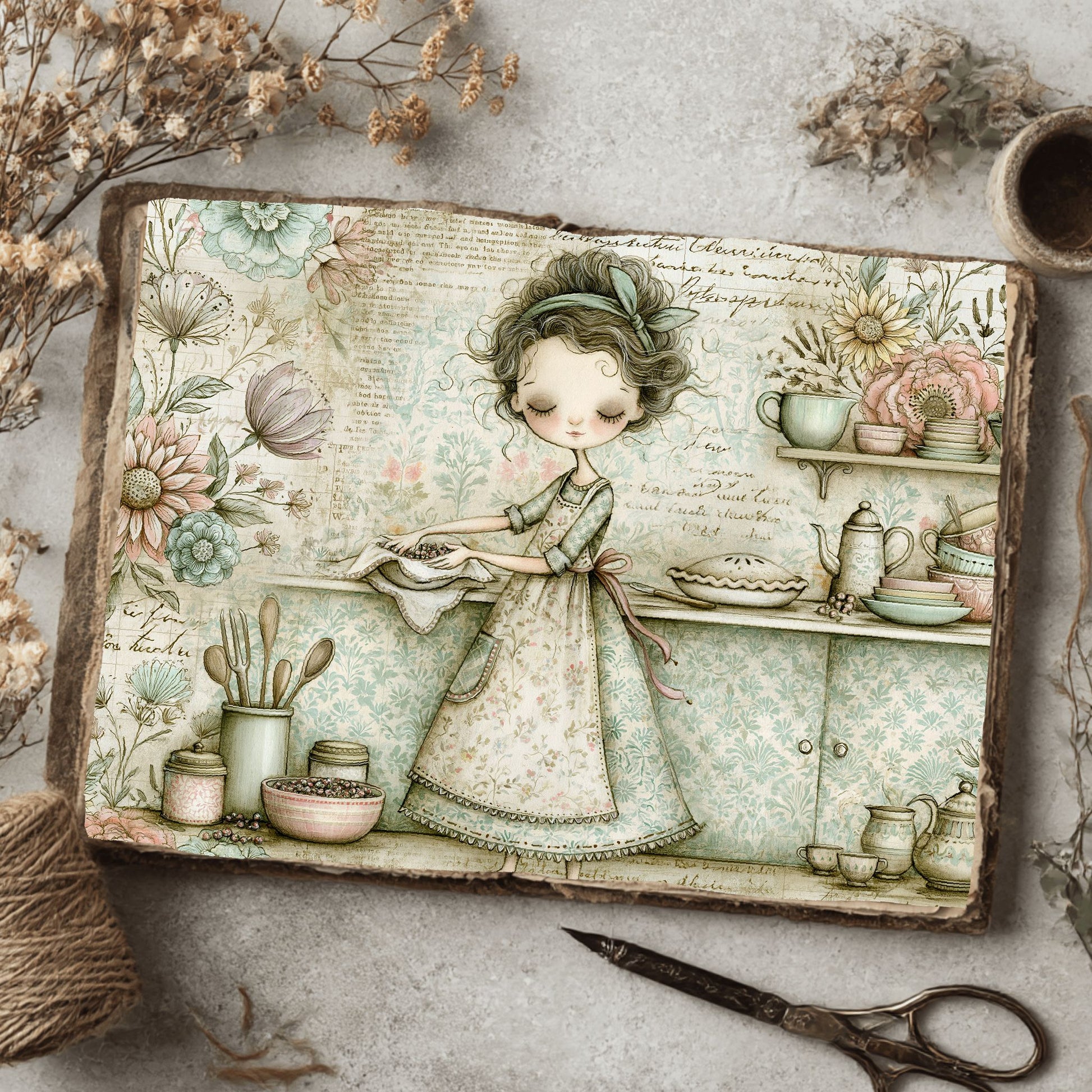 Cozy Berry Pie Kitchen Illustration