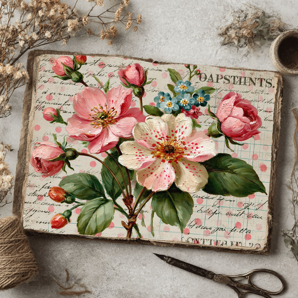 Faded Polka Dot Shabby Chic Journal Paper