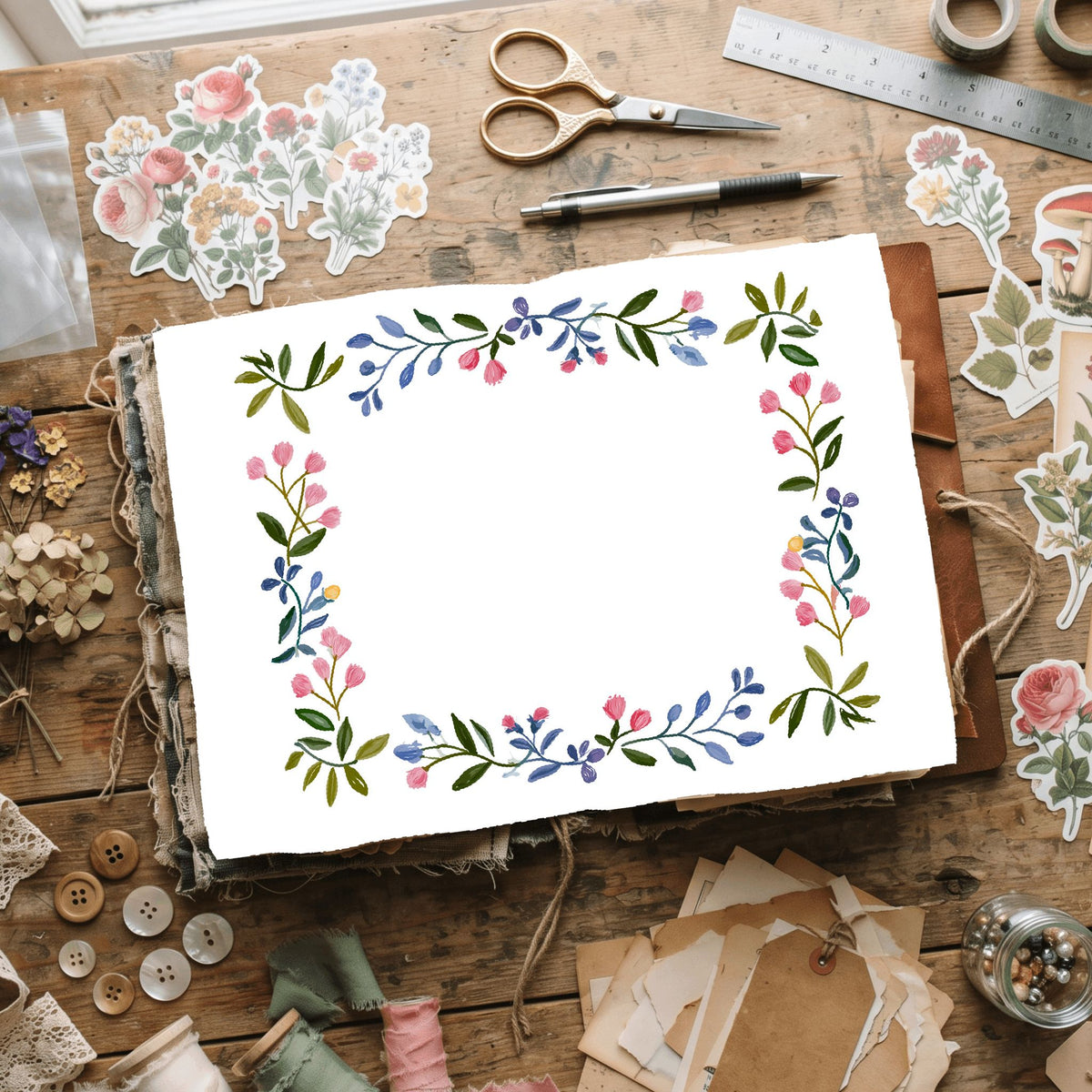 Folk Art Watercolor Floral Pattern
