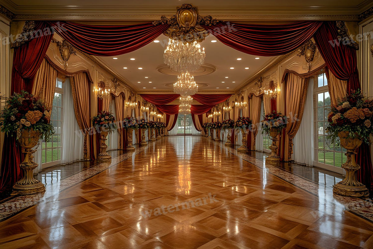 Opulent Wedding Ballroom digital photo backdrop for photo editing, preview 16
