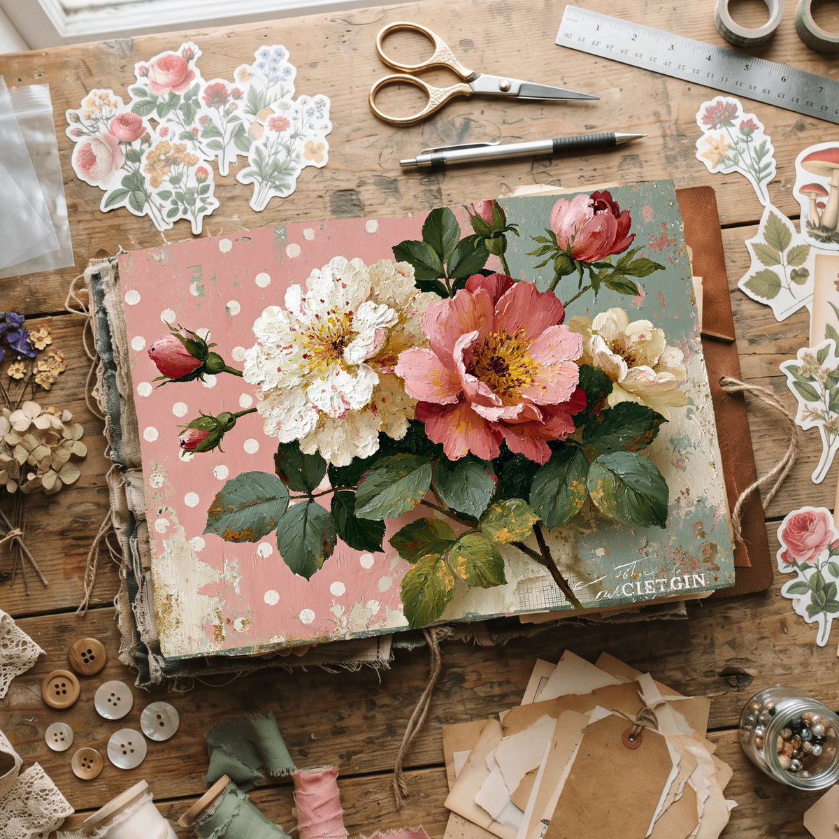 Pink Shabby Chic Journal Paper