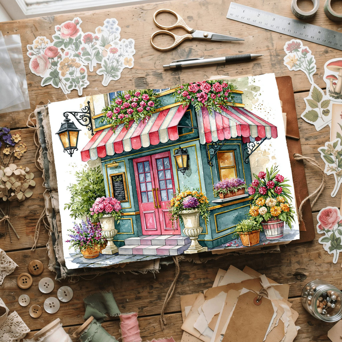 Romantic Parisian Cafe�� Watercolor