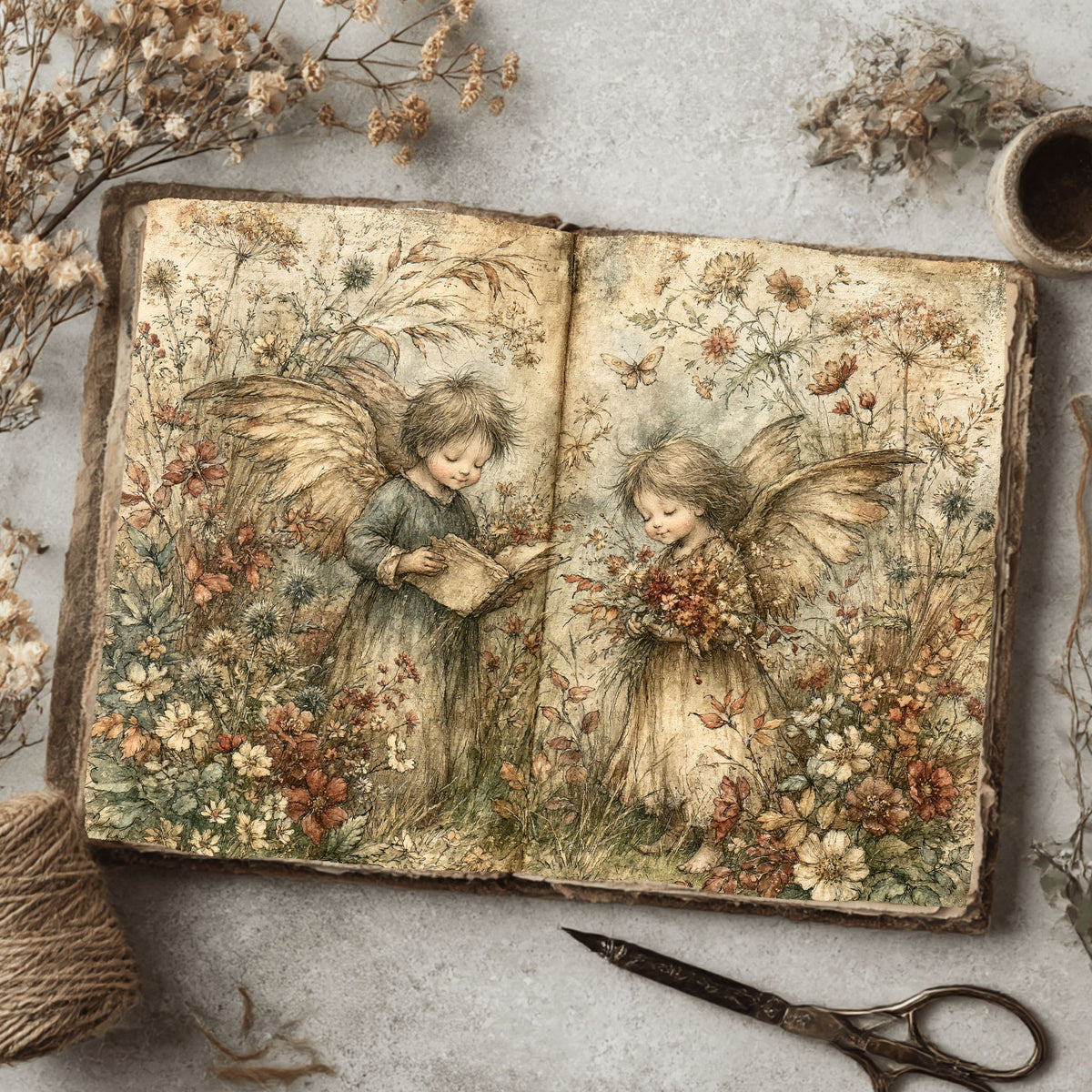 Rustic Angels & Wildflowers Journal Paper