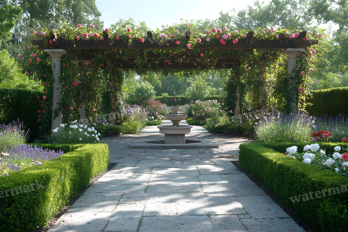 Secret Garden Pergola digital photo backdrop for photo editing, preview 16
