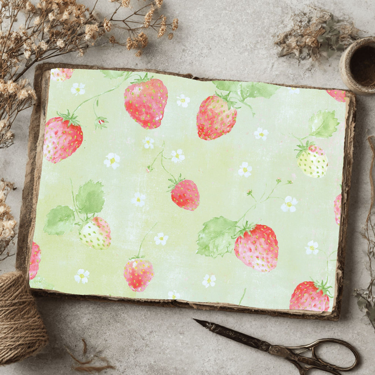 Strawberry Botanical Scrapbook Paper