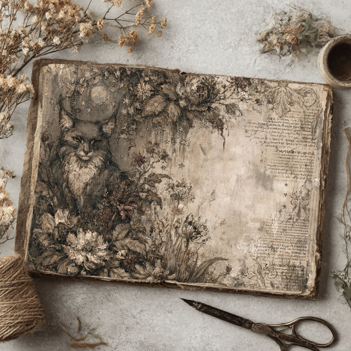 Vintage Black Cat Journal Paper