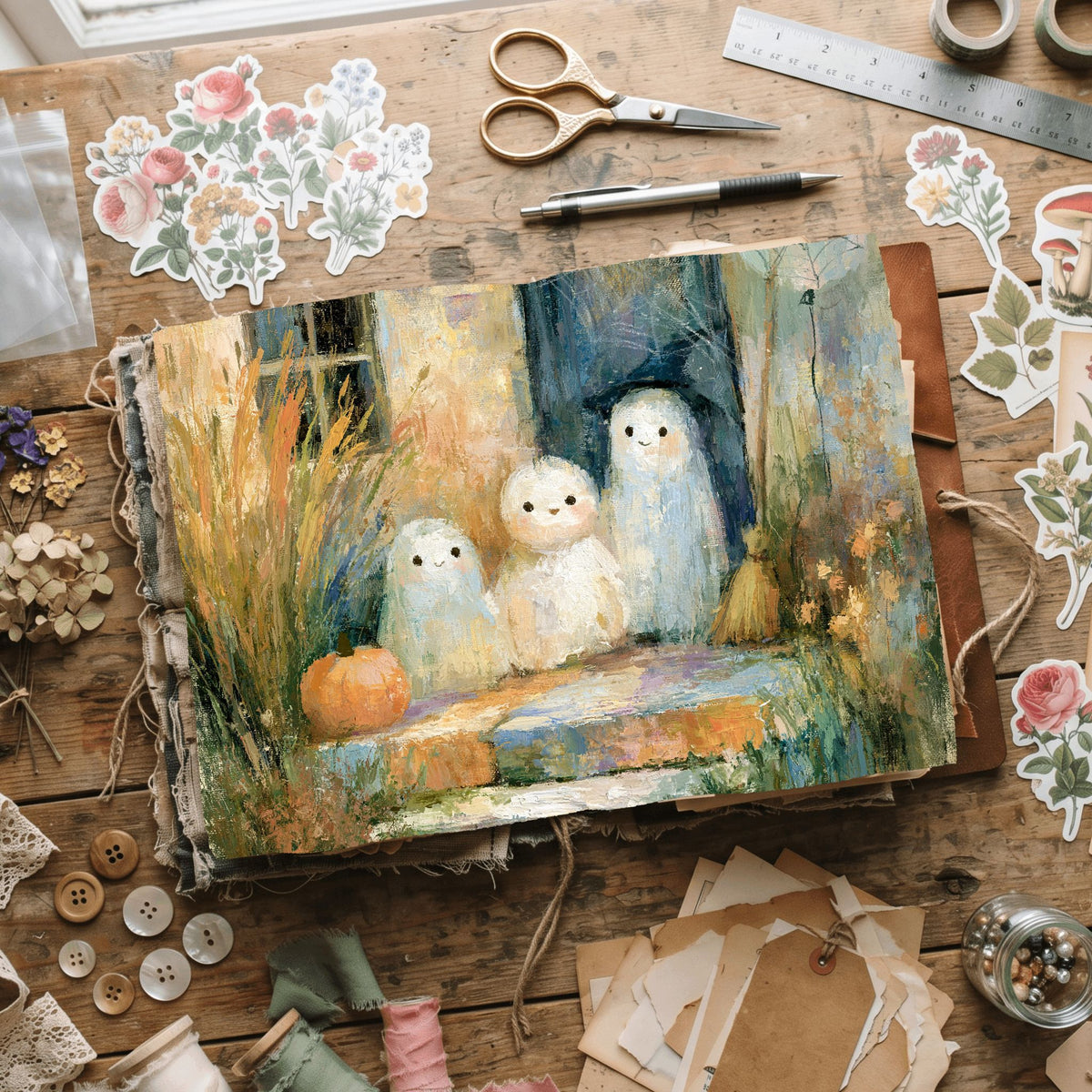 Vintage Halloween Oil Painting